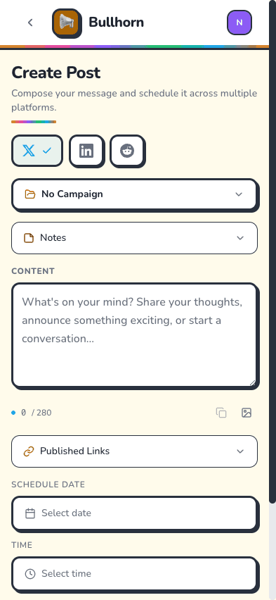 Create new post form